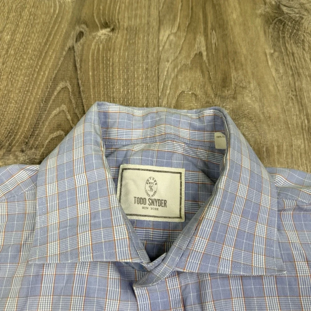 Todd Snyder Dress Shirt Mens Size 16 36/37 Plaid Cotton Spread Collar Business